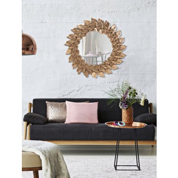 GLAMOUR KOPEREN WANDSPIEGEL MET BLOEMENPATROON