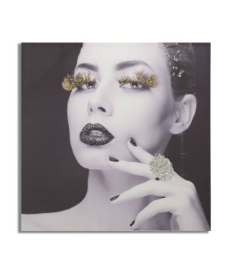 PRINT OP CANVAS MET LADY DARK APPLICATIES