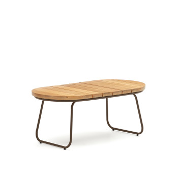 Salguer salontafel voor buiten, massief acaciahout, bruin staal, Ø 100 x 50 cm, FSC 100%
