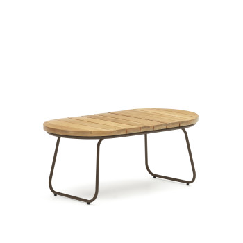 Salguer salontafel voor buiten, massief acaciahout, bruin staal, Ø 100 x 50 cm, FSC 100%