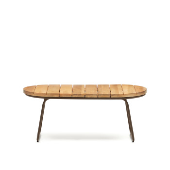 Salguer salontafel voor buiten, massief acaciahout, bruin staal, Ø 100 x 50 cm, FSC 100%