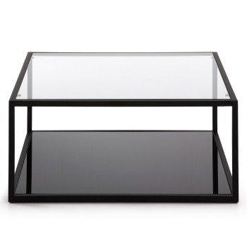 Blackhill vierkante salontafel van 80 x 80 cm in zwart transparant glas.
