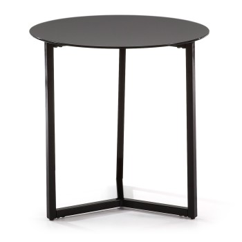 Raeam salontafel van gehard glas en zwart afgewerkt staal