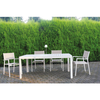 ANTRACIETKLEURIGE ALUMINIUM TAFEL 180/240x100 + 6 ANTRACIETKLEURIGE ALUMINIUM STOELEN