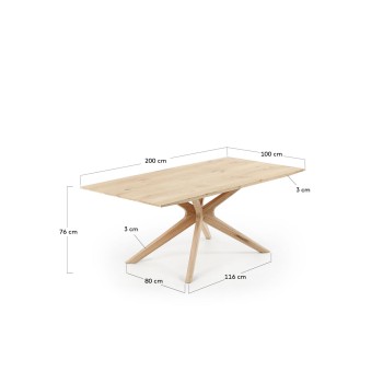 Armande tafel in eikenfineer met een verweerde afwerking, 0 x 100 cm in hout