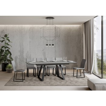 Bernadette Tafel - Uitschuifbare Tafel 90x160/220 cm Bernadette Wit Essen Antraciet Frame