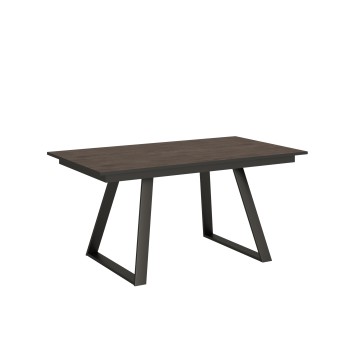 Bernadette tafel - Uitschuifbare tafel 90x160/220 cm Bernadette wit essenhouten frame met antracietkleurige afwerking