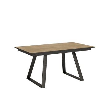 Bernadette tafel - Uitschuifbare tafel 90x160/220 cm Bernadette wit essenhouten frame met antracietkleurige afwerking