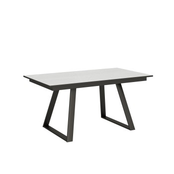 Bernadette tafel - Uitschuifbare tafel 90x160/220 cm Bernadette wit essenhouten frame met antracietkleurige afwerking