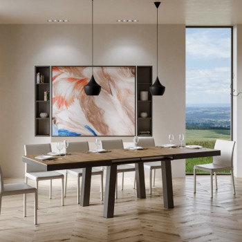 Bridge Evolution Tafel - Uitschuifbare Tafel 90x160/264 cm Bridge Evolution Wit Essen Antraciet Frame