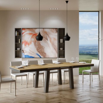 Bridge Evolution Tafel - Uitschuifbare Tafel 90x160/264 cm Bridge Evolution Wit Essen Antraciet Frame