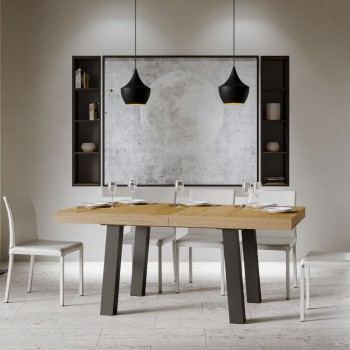 Bridge tafel - Uitschuifbare tafel 90x180/284 cm Bridge wit essenhouten frame met antracietkleurige afwerking