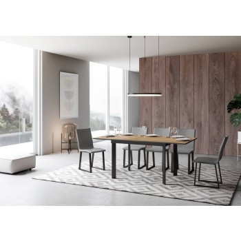 Cumar Tafel - Uitschuifbare Tafel 90x120/180 cm Cumar Wit Essen Antraciet Frame