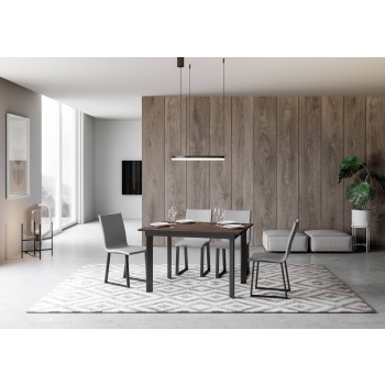 Cumar Tafel - Uitschuifbare Tafel 90x120/180 cm Cumar Wit Essen Antraciet Frame