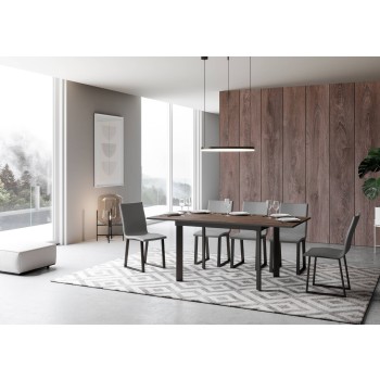 Cumar Tafel - Uitschuifbare Tafel 90x120/180 cm Cumar Wit Essen Antraciet Frame