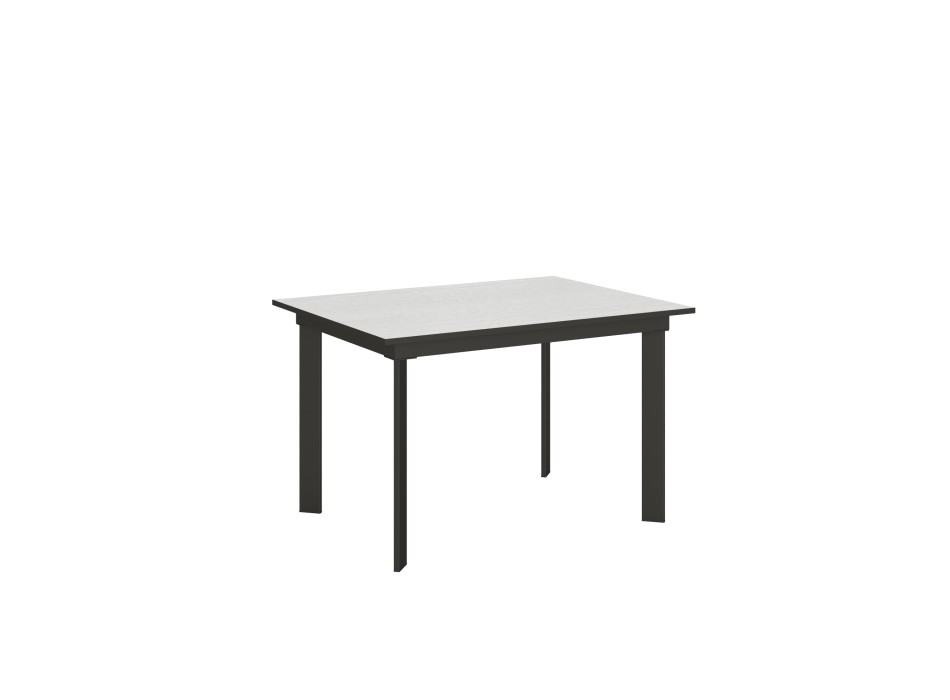 Cumar Tafel - Uitschuifbare Tafel 90x120/180 cm Cumar Wit Essen Antraciet Frame
