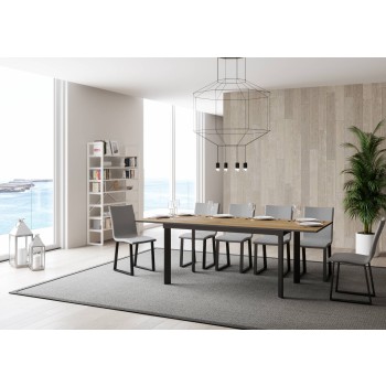 Cumar Tafel - Uitschuifbare Tafel 90x160/220 cm Cumar Wit Essen Antraciet Frame