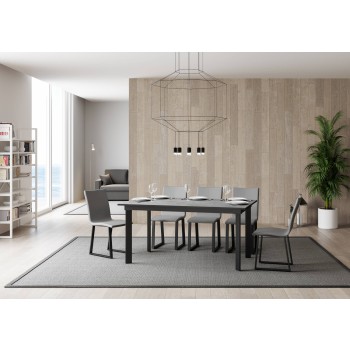 Cumar Tafel - Uitschuifbare Tafel 90x160/220 cm Cumar Wit Essen Antraciet Frame