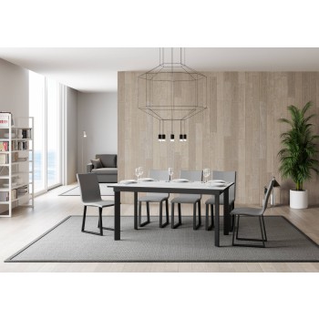 Cumar Tafel - Uitschuifbare Tafel 90x160/220 cm Cumar Wit Essen Antraciet Frame