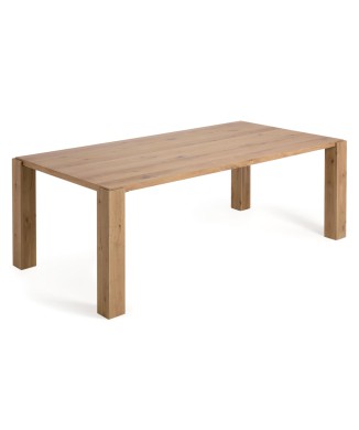 Deyanira tafel met eikenfineer en massief eiken poten, 220 x 110 cm