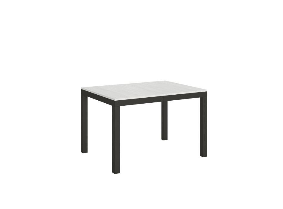 Everyday Evolution tafel met antracietkleurige poten en frame D.90 - Uitschuifbare tafel 90x120/224 cm Everyday Evolution Wit Esdoornhout met antracietkleurige poten en frame