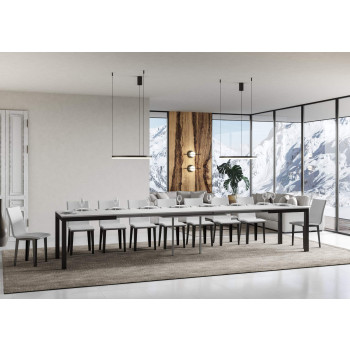 Everyday Evolution tafel met antracietkleurige poten en frame D.90 - Uitschuifbare tafel 90x120/380 cm Everyday Evolution Wit Esdoornhout met antracietkleurige poten en frame
