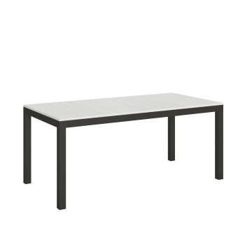 Everyday Evolution tafel met antracietkleurige poten en frame D.90 - Uitschuifbare tafel 90x180/284 cm Everyday Evolution Wit Esdoornhout met antracietkleurige poten en frame