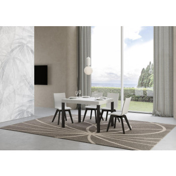 Dagelijkse tafel met antracietkleurige poten D.80 - Uitschuifbare tafel 80x120/204 cm Dagelijkse tafel van wit essenhout met antracietkleurige poten
