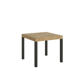 Dagelijkse tafel met antracietkleurige poten D.90 - Uitschuifbare tafel 90x90/246 cm Dagelijkse tafel van wit essenhout met antracietkleurige poten