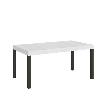 Everyday Premium tafel met antracietkleurige poten D.90 - Uitschuifbare tafel 90x130/390 cm Everyday Premium wit essenhout met antracietkleurige poten