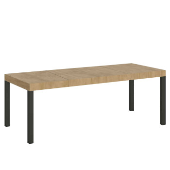 Everyday Premium tafel met antracietkleurige poten D.90 - Uitschuifbare tafel 90x160/420 cm Everyday Premium wit essenhout met antracietkleurige poten