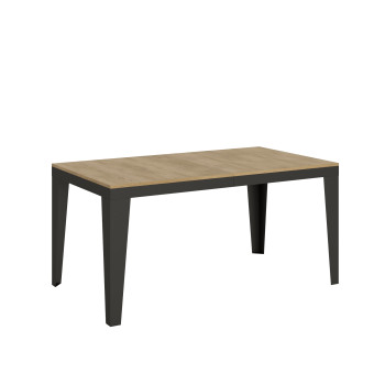 Flame Evolution tafel met antracietkleurige poten en frame D.90 - Uitschuifbare tafel 160/264x90 cm Flame Evolution wit essenhout met antracietkleurig frame en poten