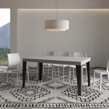 Flame tafel met antracietkleurige poten D.90 - Uitschuifbare tafel 160/420x90 cm, vlamwit essenhout met antracietkleurige poten