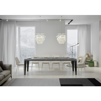 Flame Premium tafel met antracietkleurige poten D.90 - Uitschuifbare tafel 160/420x90 cm Flame Premium wit essenhout met antracietkleurige poten