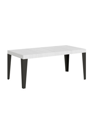 Flame Premium tafel met antracietkleurige poten D.90 - Uitschuifbare tafel 90/246x90 cm Flame Premium wit essenhout met antracietkleurige poten