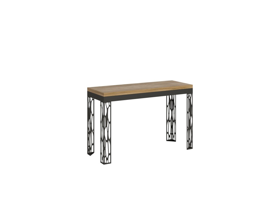 Ghibli dubbele tafel - 120/200x45/90 cm Ghibli dubbele klaptafel van natuurlijk eikenhout met antraciet frame