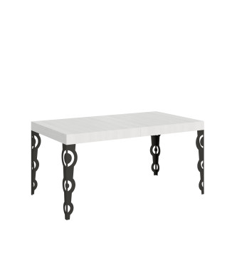 Karamay Tafel D.80 - Uitschuifbare tafel 160/244x80 cm Karamay wit essenhout met antracietkleurige poten