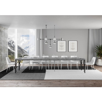 Karamay Premium tafel met antracietkleurige poten D.90 - Uitschuifbare tafel 130/390x90 cm Karamay Premium wit essenhout met antracietkleurige poten