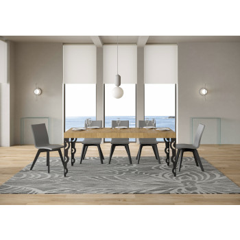 Karamay Premium tafel met antracietkleurige poten D.90 - Uitschuifbare tafel 140/400x90 cm Karamay Premium wit essenhout met antracietkleurige poten