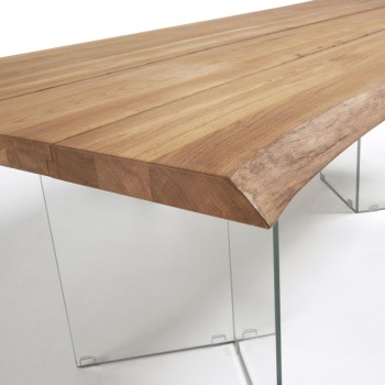 Lotty tafel van eikenfineer met een natuurlijke eiken afwerking en een gewaxte afwerking.