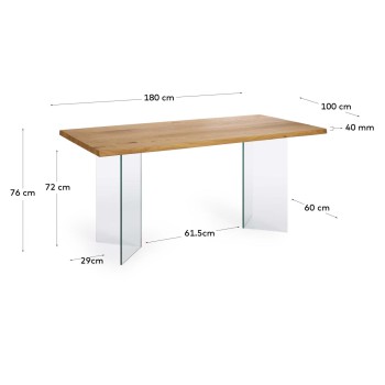 Lotty tafel van eikenfineer met een natuurlijke, gewaxte afwerking.