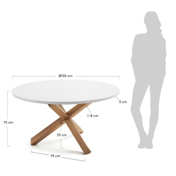 Lotus tafel Ø 135 cm wit, wit gelakt op