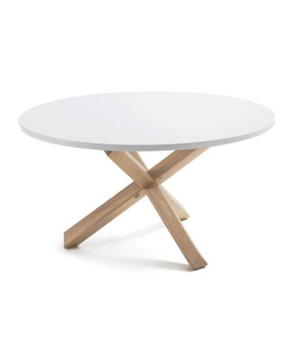 Lotus tafel Ø 135 cm wit, wit gelakt op