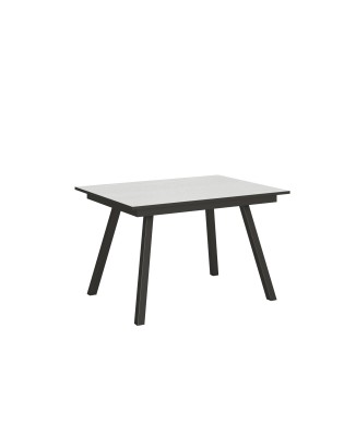 Mirhi Tafel - Uitschuifbare Tafel 90x120/180 cm Mirhi Wit Essen Antraciet Frame