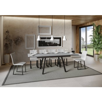 Mirhi Tafel - Uitschuifbare Tafel 90x160/220 cm Mirhi Wit Essen Antraciet Frame