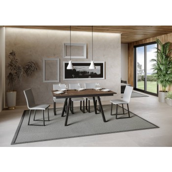 Mirhi Tafel - Uitschuifbare Tafel 90x160/220 cm Mirhi Wit Essen Antraciet Frame