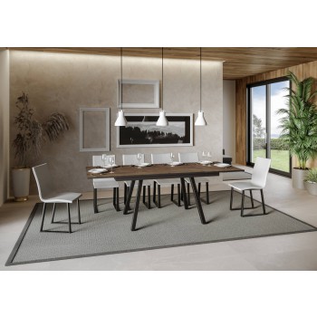 Mirhi Tafel - Uitschuifbare Tafel 90x160/220 cm Mirhi Wit Essen Antraciet Frame