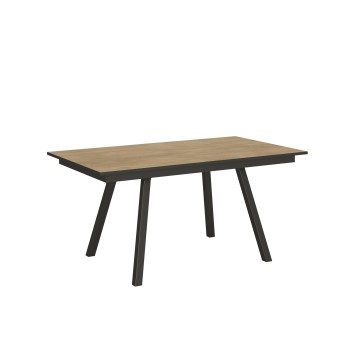 Mirhi Tafel - Uitschuifbare Tafel 90x160/220 cm Mirhi Wit Essen Antraciet Frame