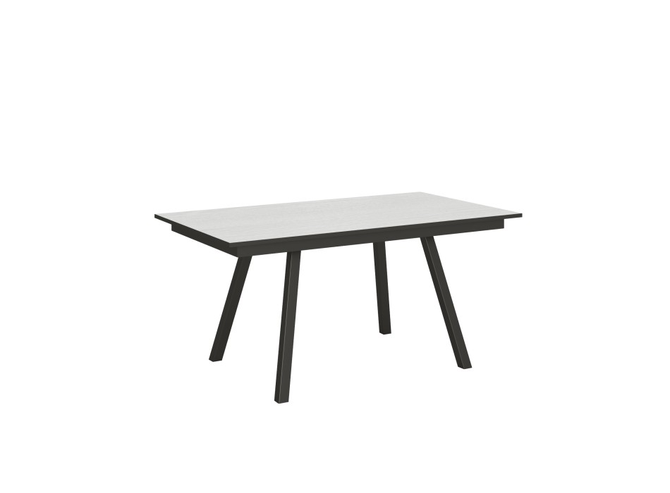 Mirhi Tafel - Uitschuifbare Tafel 90x160/220 cm Mirhi Wit Essen Antraciet Frame