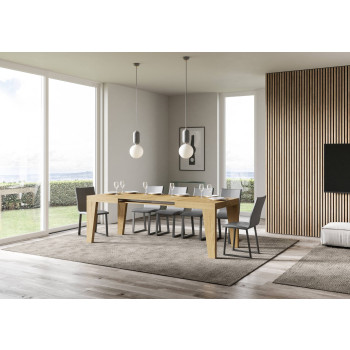 Naxy Tafel D.90 - Uitschuifbare tafel 120/380x90 cm Naxy wit essenhout